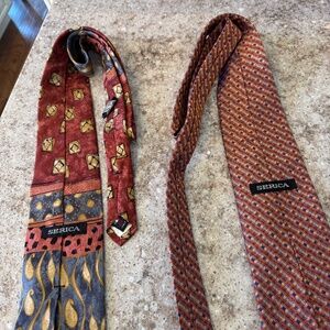 SERICA MEN'S BUNDLE OF 2 TIES BRAND NEW PURE SILK HANDMADE ITALY  WIDEST PART OF